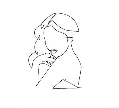 Woman face one line embroidery design , 4 sizes , instant download Embroidery/Applique DESIGNS ArtEMByNatalia 
