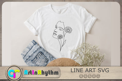 Woman face with flowers Svg, Face with Flowers Line Art Svg, Woman Face Line Art Svg SVG Artinrhythm shop 