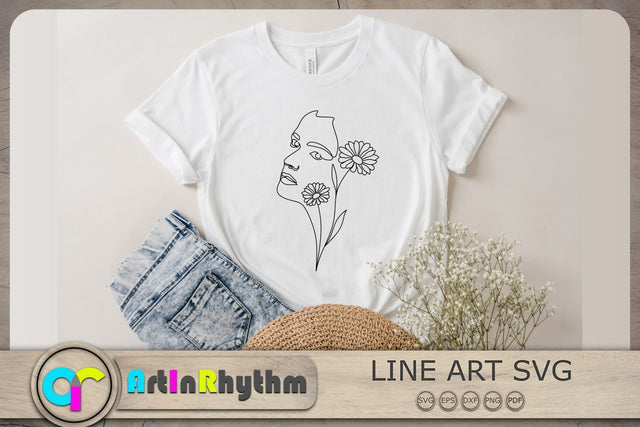 Woman face with flowers Svg, Face with Flowers Line Art Svg, Woman Face Line Art Svg SVG Artinrhythm shop 