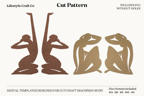 Woman figure Earring SVG, Faux Leather Earring Templates, Cricut cut file SVG Lifestyle Craft Co 