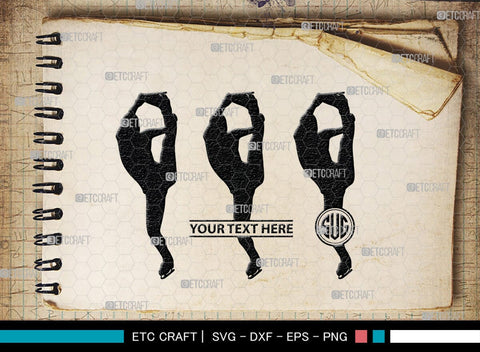 Woman Figure Skating Monogram, Woman Figure Skating Silhouette, Woman Figure Skating SVG, Female Figure Skating Svg, SB00418 SVG ETC Craft 