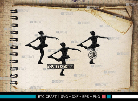 Woman Figure Skating Monogram, Woman Figure Skating Silhouette, Woman Figure Skating SVG, Female Figure Skating Svg, SB00418 SVG ETC Craft 