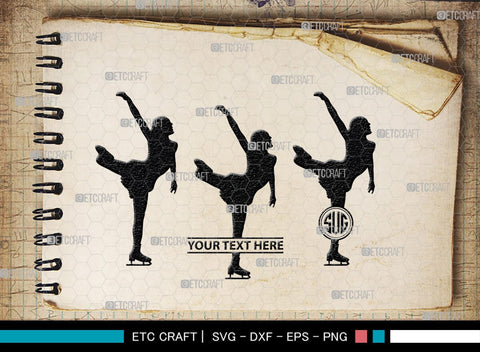 Woman Figure Skating Monogram, Woman Figure Skating Silhouette, Woman Figure Skating SVG, Female Figure Skating Svg, SB00418 SVG ETC Craft 