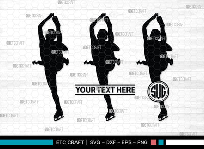Woman Figure Skating Monogram, Woman Figure Skating Silhouette, Woman Figure Skating SVG, Female Figure Skating Svg, SB00418 SVG ETC Craft 