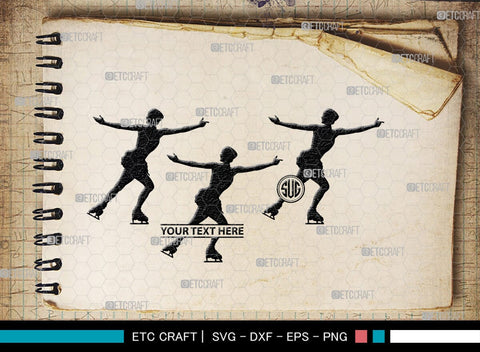 Woman Figure Skating Monogram, Woman Figure Skating Silhouette, Woman Figure Skating SVG, Female Figure Skating Svg, SB00418 SVG ETC Craft 