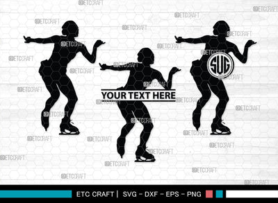 Woman Figure Skating Monogram, Woman Figure Skating Silhouette, Woman Figure Skating SVG, Female Figure Skating Svg, SB00418 SVG ETC Craft 