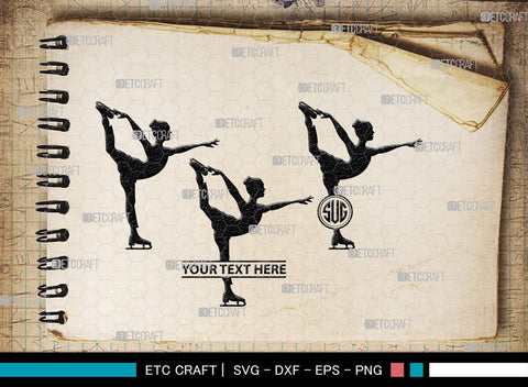 Woman Figure Skating Monogram, Woman Figure Skating Silhouette, Woman Figure Skating SVG, Female Figure Skating Svg, SB00418 SVG ETC Craft 