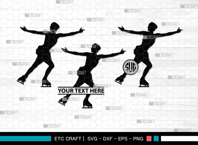 Woman Figure Skating Monogram, Woman Figure Skating Silhouette, Woman Figure Skating SVG, Female Figure Skating Svg, SB00418 SVG ETC Craft 