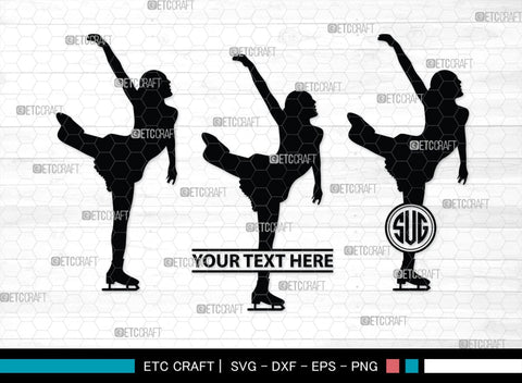 Woman Figure Skating Monogram, Woman Figure Skating Silhouette, Woman Figure Skating SVG, Female Figure Skating Svg, SB00418 SVG ETC Craft 