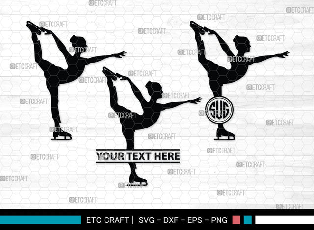 Woman Figure Skating Monogram, Woman Figure Skating Silhouette, Woman Figure Skating SVG, Female Figure Skating Svg, SB00418 SVG ETC Craft 