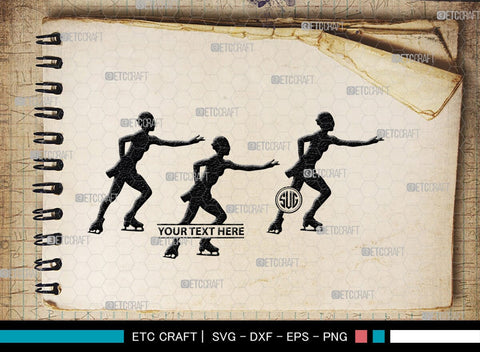 Woman Figure Skating Monogram, Woman Figure Skating Silhouette, Woman Figure Skating SVG, Female Figure Skating Svg, SB00418 SVG ETC Craft 