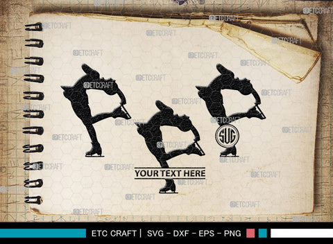Woman Figure Skating Monogram, Woman Figure Skating Silhouette, Woman Figure Skating SVG, Female Figure Skating Svg, SB00418 SVG ETC Craft 