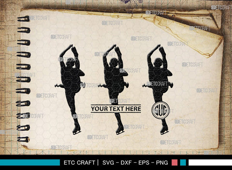 Woman Figure Skating Monogram, Woman Figure Skating Silhouette, Woman Figure Skating SVG, Female Figure Skating Svg, SB00418 SVG ETC Craft 