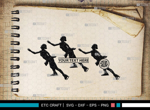 Woman Figure Skating Monogram, Woman Figure Skating Silhouette, Woman Figure Skating SVG, Female Figure Skating Svg, SB00418 SVG ETC Craft 