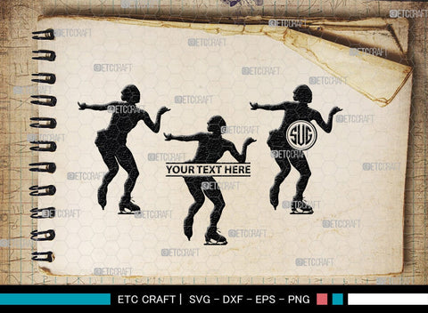 Woman Figure Skating Monogram, Woman Figure Skating Silhouette, Woman Figure Skating SVG, Female Figure Skating Svg, SB00418 SVG ETC Craft 