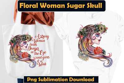 Woman Floral Sugar skull, Sugar Skull sublimation Design Sublimation Paper Switch 