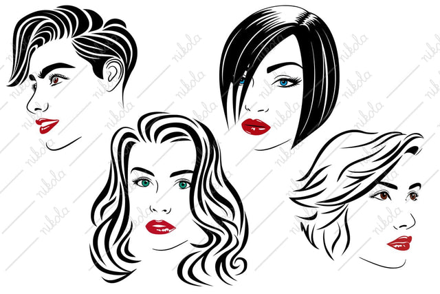 Woman Hairstyle Hair Face SVG, PNG, EPS, PDF SVG nikola 