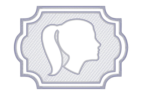 Woman head figure embossed machine embroidery digital down Embroidery/Applique DESIGNS embroidery-workshop 