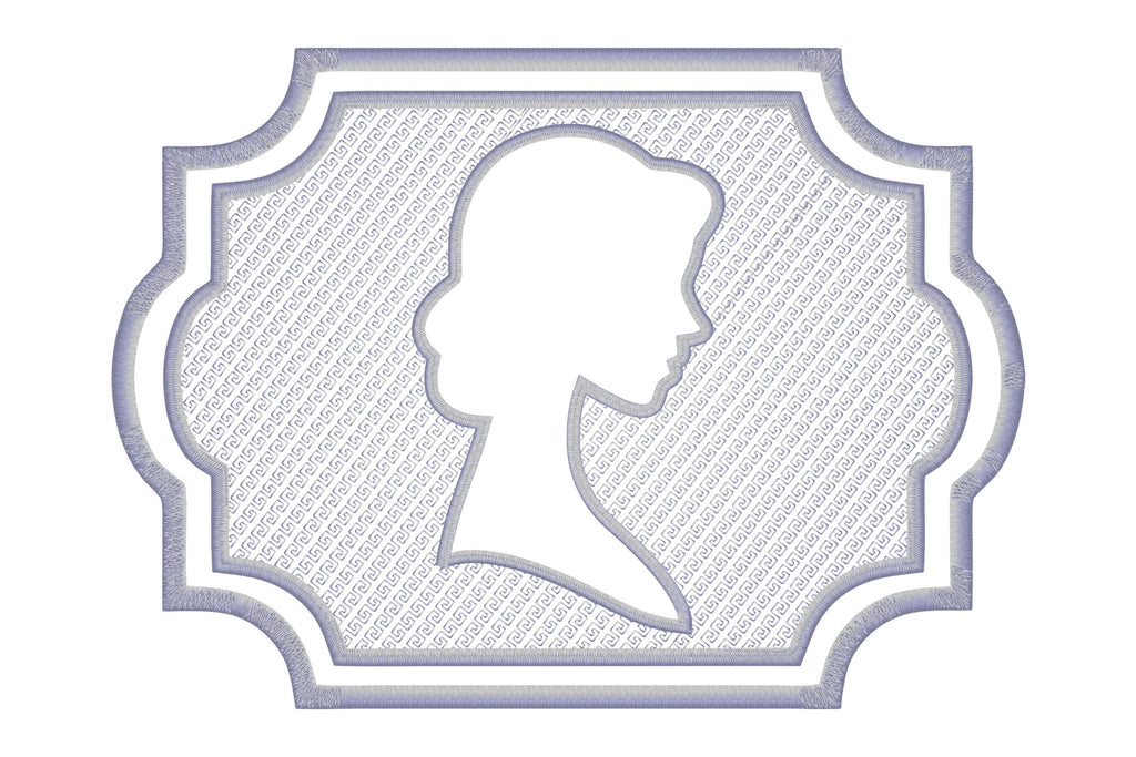 Woman head figure embossed machine embroidery digital down - So Fontsy