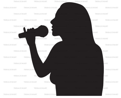 Woman holding a microphone SVG TribaliumArtSF 