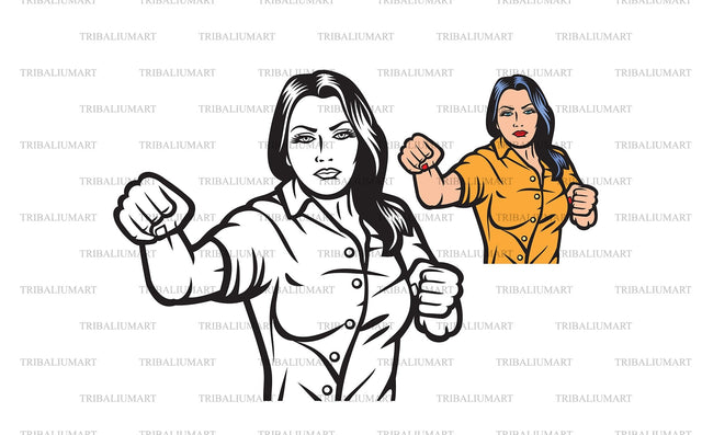 Woman punching SVG TribaliumArtSF 