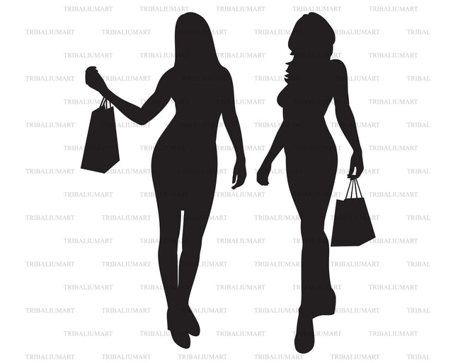 Woman shopping silhouettes SVG TribaliumArtSF 