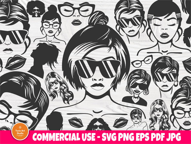 Woman SVG Bundle, Lips Svg, Hair Svg, Black Women Svg, Melanin Svg, Afro Girl Svg, Women Silhouette, Cricut Svg, Black Girl Magic SVG TonisArtStudio 