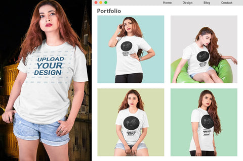 Woman T-Shirt Mock-Up Mock Up Photo SH_Tee store 