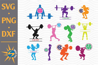 Woman Weightlifting Monogram SVG, PNG, DXF Digital Files Include SVG SVGStoreShop 