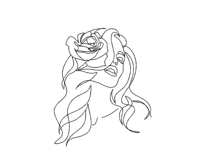 Woman with a Rose Embroidery Design, One Line Art Embroidery Design, 6 sizes Embroidery/Applique DESIGNS Nino Nadaraia 