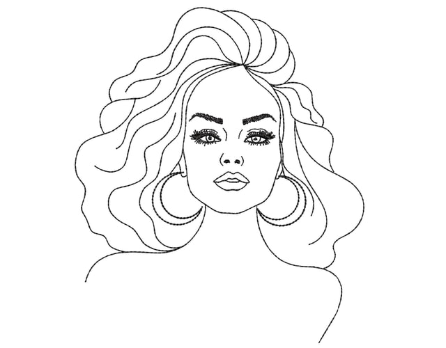 Woman with an earring machine embroidery design, 4 sizes Embroidery/Applique DESIGNS Nino Nadaraia 