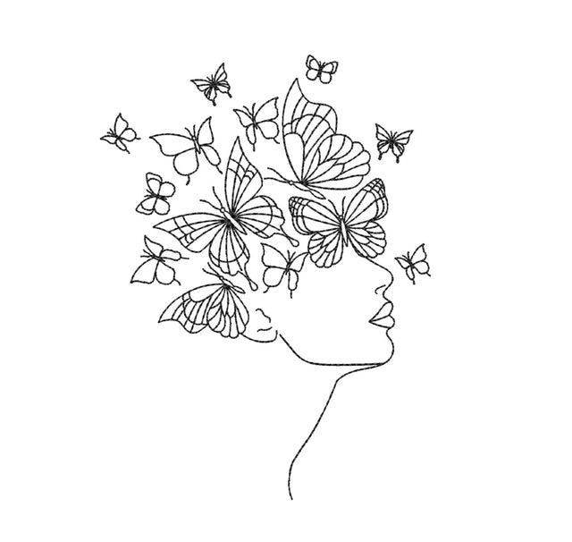 Woman With Butterflies Embroidery Design, 6 sizes Embroidery/Applique DESIGNS Nino Nadaraia 