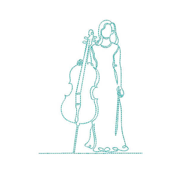 Woman with Cello Machine Embroidery Design Embroidery/Applique DESIGNS Canada Embroidery 