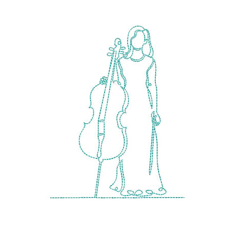 Woman with Cello Machine Embroidery Design Embroidery/Applique DESIGNS Canada Embroidery 