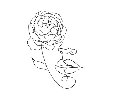 Woman with Flowers Embroidery Design, Line Art Embroidery File, 6 sizes Embroidery/Applique DESIGNS Nino Nadaraia 