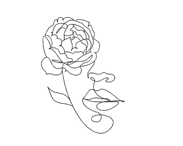 Woman with Flowers Embroidery Design, Line Art Embroidery File, 6 sizes Embroidery/Applique DESIGNS Nino Nadaraia 