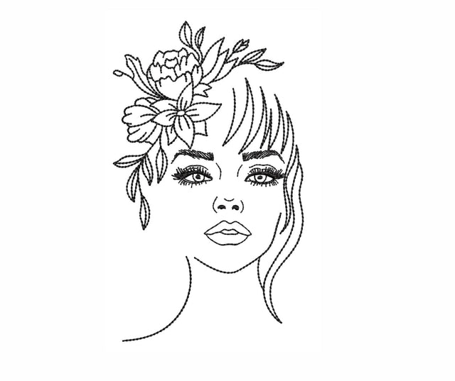 Woman With Flowers Machine Embroidery Design, 5 sizes Embroidery/Applique DESIGNS Nino Nadaraia 