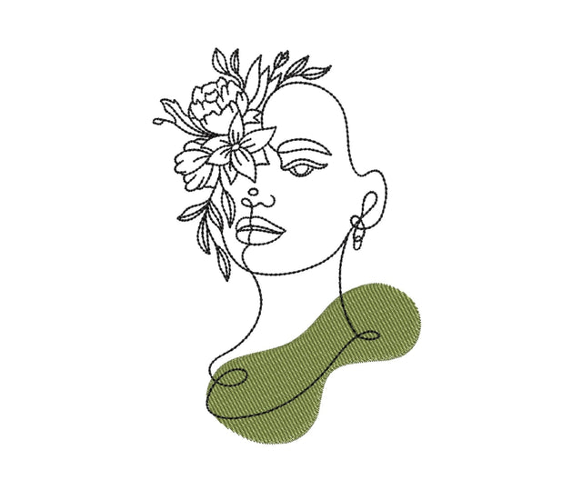 Woman with flowers machine embroidery design, 6 sizes Embroidery/Applique DESIGNS Nino Nadaraia 