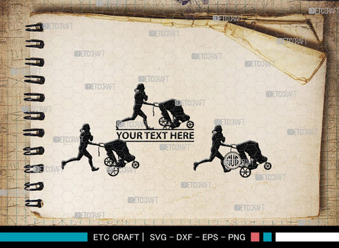 Woman With Stroller Monogram, Woman With Stroller Silhouette, Woman with Stroller SVG, Stroller Svg, Stroller Carriage Svg, SB00419 SVG ETC Craft 