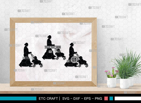 Woman With Stroller Monogram, Woman With Stroller Silhouette, Woman with Stroller SVG, Stroller Svg, Stroller Carriage Svg, SB00419 SVG ETC Craft 