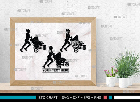 Woman With Stroller Monogram, Woman With Stroller Silhouette, Woman with Stroller SVG, Stroller Svg, Stroller Carriage Svg, SB00419 SVG ETC Craft 