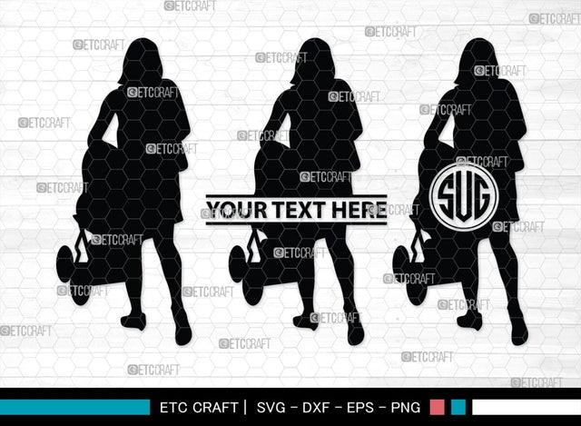 Woman With Stroller Monogram, Woman With Stroller Silhouette, Woman with Stroller SVG, Stroller Svg, Stroller Carriage Svg, SB00419 SVG ETC Craft 