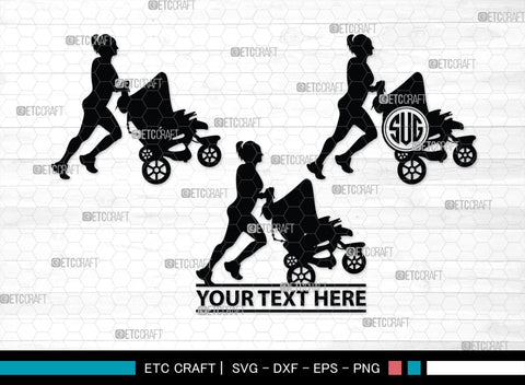 Woman With Stroller Monogram, Woman With Stroller Silhouette, Woman with Stroller SVG, Stroller Svg, Stroller Carriage Svg, SB00419 SVG ETC Craft 