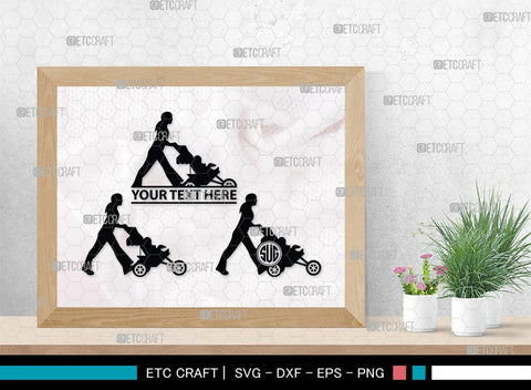 Woman With Stroller Monogram, Woman With Stroller Silhouette, Woman with Stroller SVG, Stroller Svg, Stroller Carriage Svg, SB00419 SVG ETC Craft 