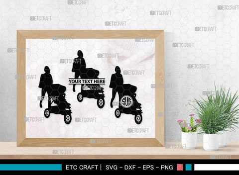 Woman With Stroller Monogram, Woman With Stroller Silhouette, Woman with Stroller SVG, Stroller Svg, Stroller Carriage Svg, SB00419 SVG ETC Craft 