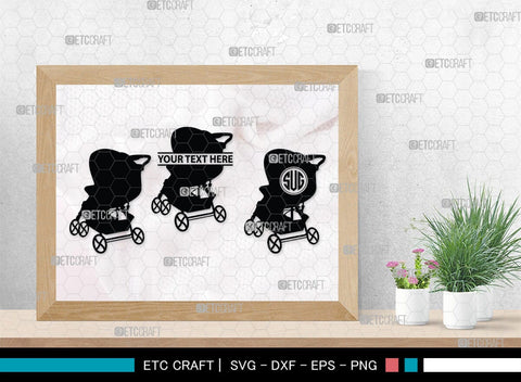 Woman With Stroller Monogram, Woman With Stroller Silhouette, Woman with Stroller SVG, Stroller Svg, Stroller Carriage Svg, SB00419 SVG ETC Craft 