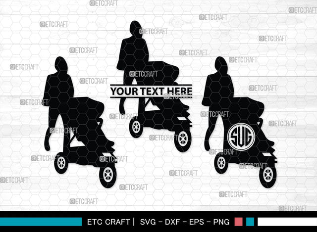 Woman With Stroller Monogram, Woman With Stroller Silhouette, Woman with Stroller SVG, Stroller Svg, Stroller Carriage Svg, SB00419 SVG ETC Craft 