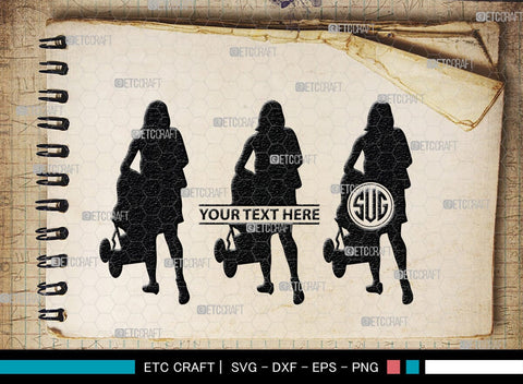 Woman With Stroller Monogram, Woman With Stroller Silhouette, Woman with Stroller SVG, Stroller Svg, Stroller Carriage Svg, SB00419 SVG ETC Craft 