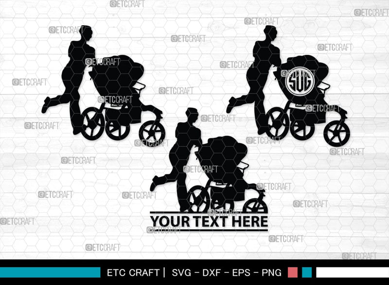 Woman With Stroller Monogram, Woman With Stroller Silhouette, Woman with Stroller SVG, Stroller Svg, Stroller Carriage Svg, SB00419 SVG ETC Craft 