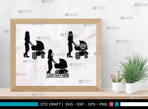 Woman With Stroller Monogram, Woman With Stroller Silhouette, Woman with Stroller SVG, Stroller Svg, Stroller Carriage Svg, SB00419 SVG ETC Craft 